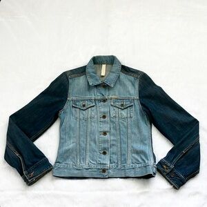 Ted Baker Two Tone Color Block Denim Jean Jacket